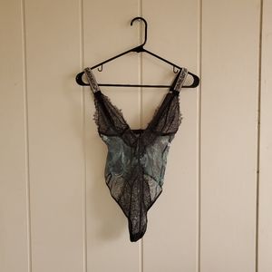 Victoria’s Secret Sheer Lace Teddy Thong Bodysuit Cami Lingerie Jeweled …